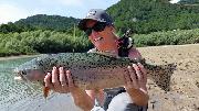 Kristin and Co, Rainbow trout June Lake ,Slovenia fly fishing